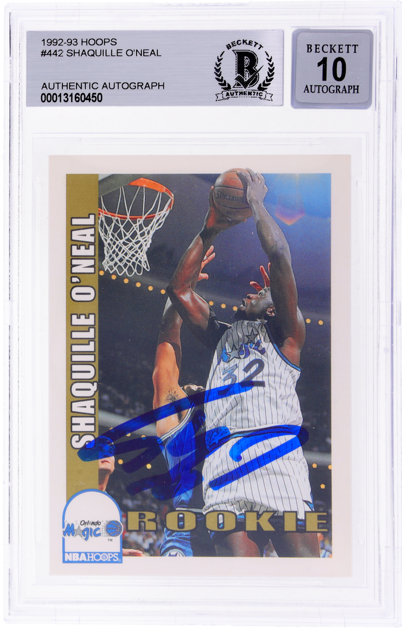 1992-93 Hoops Shaquille O'Neal #442 Rookie BGS Authentic Auto 10