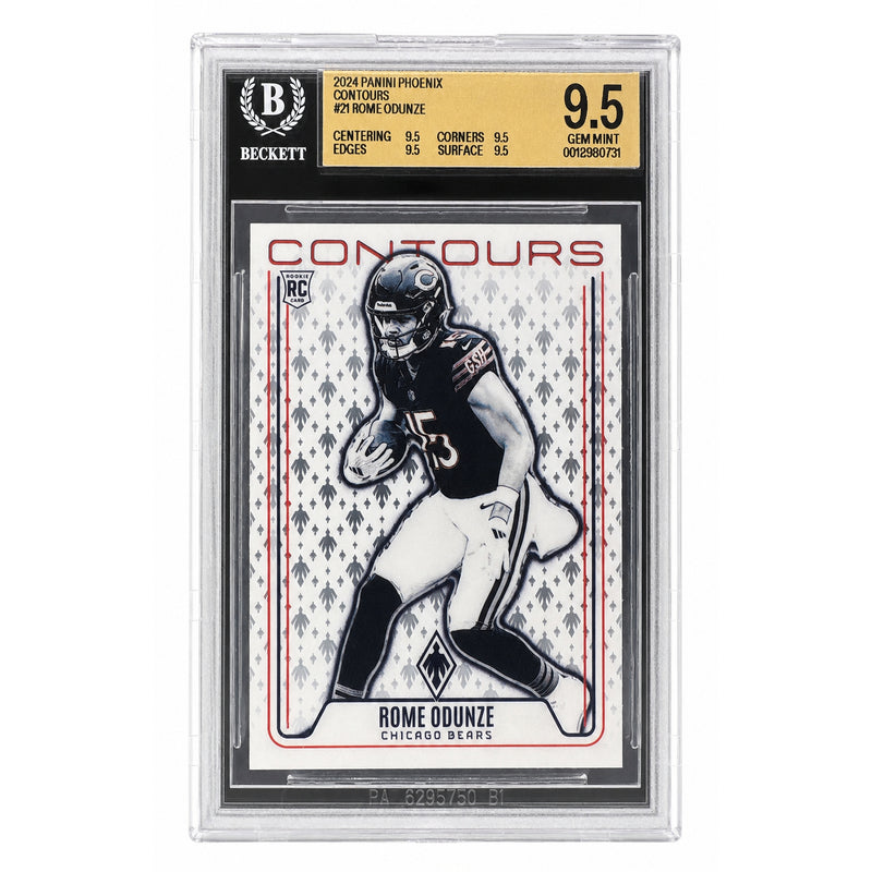 2024 Panini Phoenix Rome Odunze #CON-ROE Contours Lazer RC Bears BGS 9.5