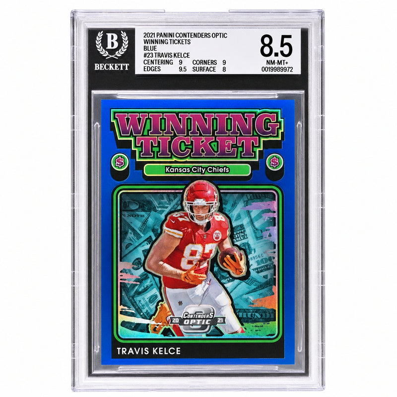 2021 Panini Contenders Optic Travis Kelce Winning Tickets Blue /99 BGS 8.5