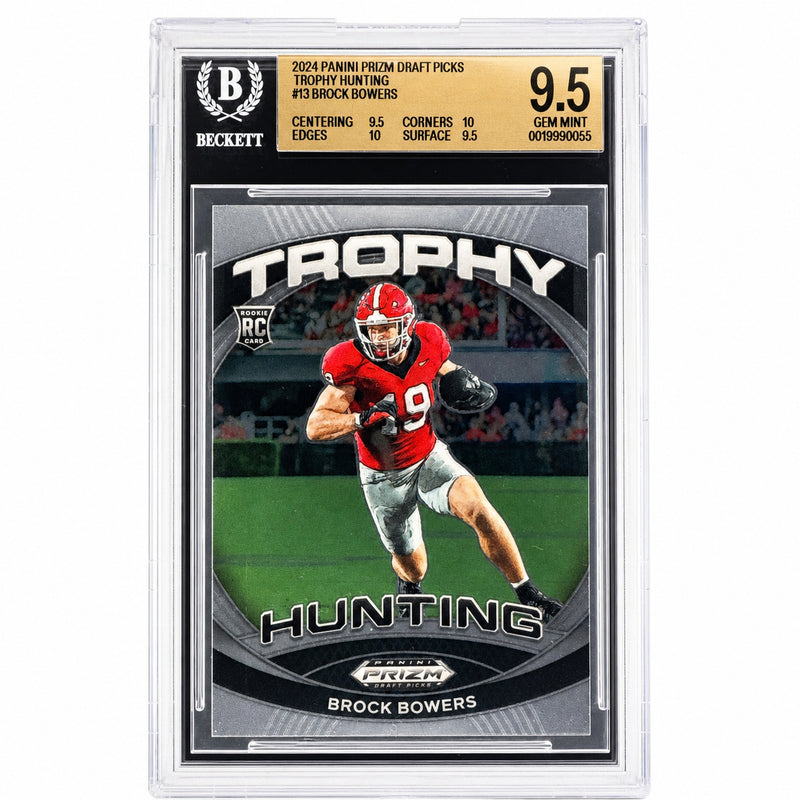 2024 Panini Prizm Collegiate Draft Picks Brock Bowers Trophy Hunting RC BGS 9.5