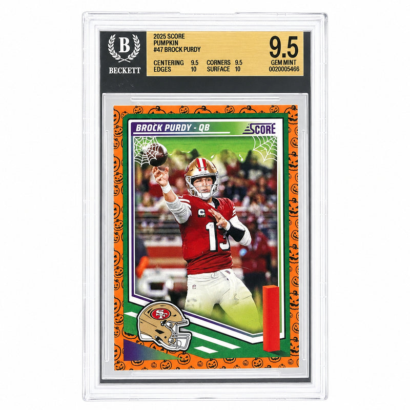 2025 Panini Score Brock Purdy #47 Pumpkin 49ers BGS 9.5