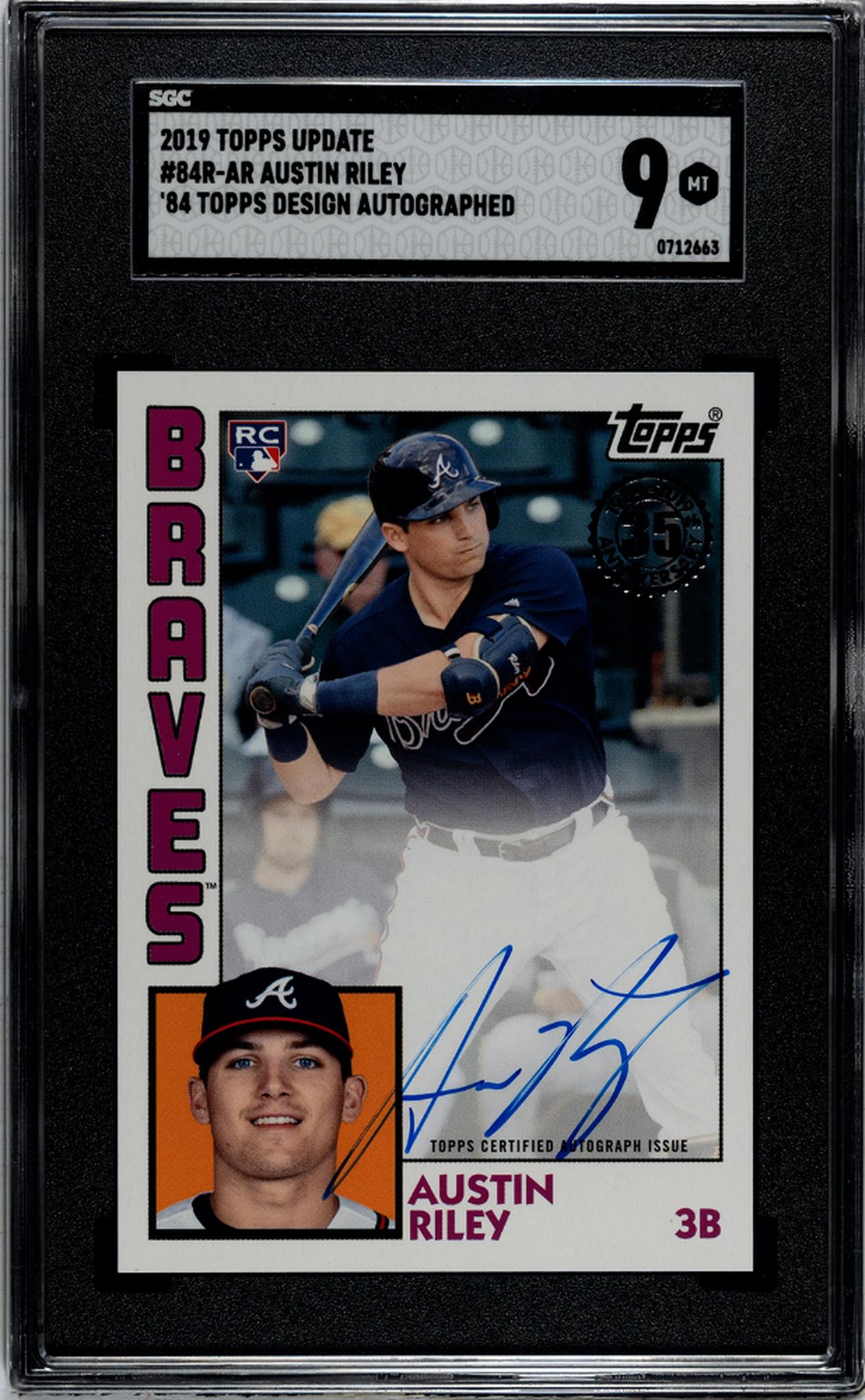 2019 Topps Update '84 Topps Design Austin Riley #84R-AR RC Auto SGC 9