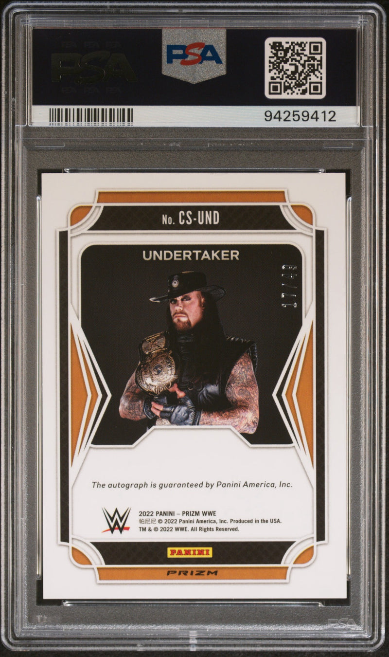 2022 Panini Prizm WWE Champion Signatures Prizms Blue Undertaker #3 /49 PSA 10