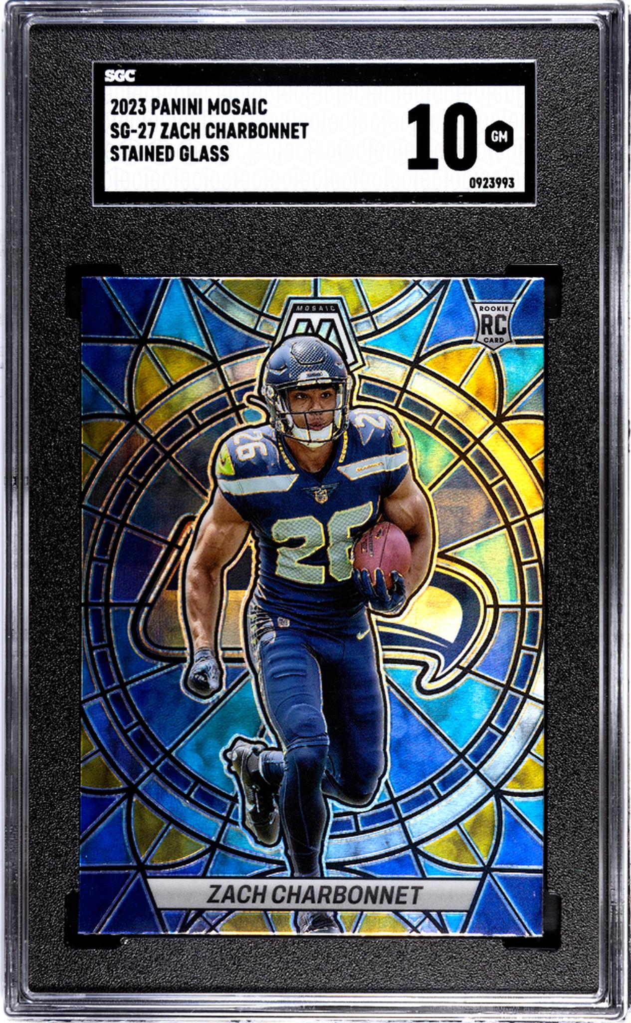 2023 Panini Mosaic Stained Glass Zach Charbonnet #SG-27 RC SSP SGC 10