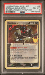 2021 Pokemon Sword and Shield Black Star Promo Celebrations Elite Trainer Box Greninja Gold Star #SWSH144 PSA 8