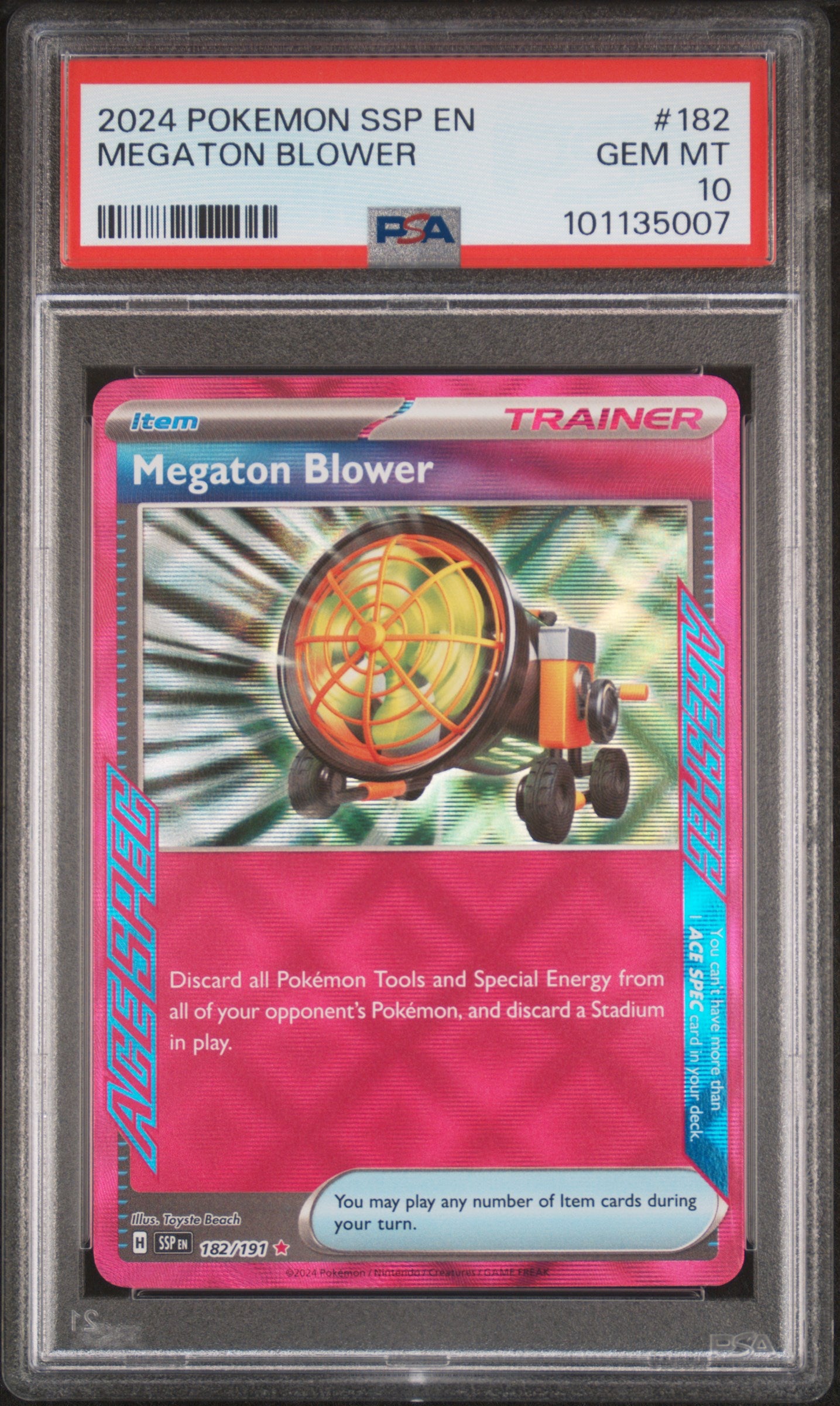 2024 Pokémon SSP Megaton Blower Trainer #182 PSA 10