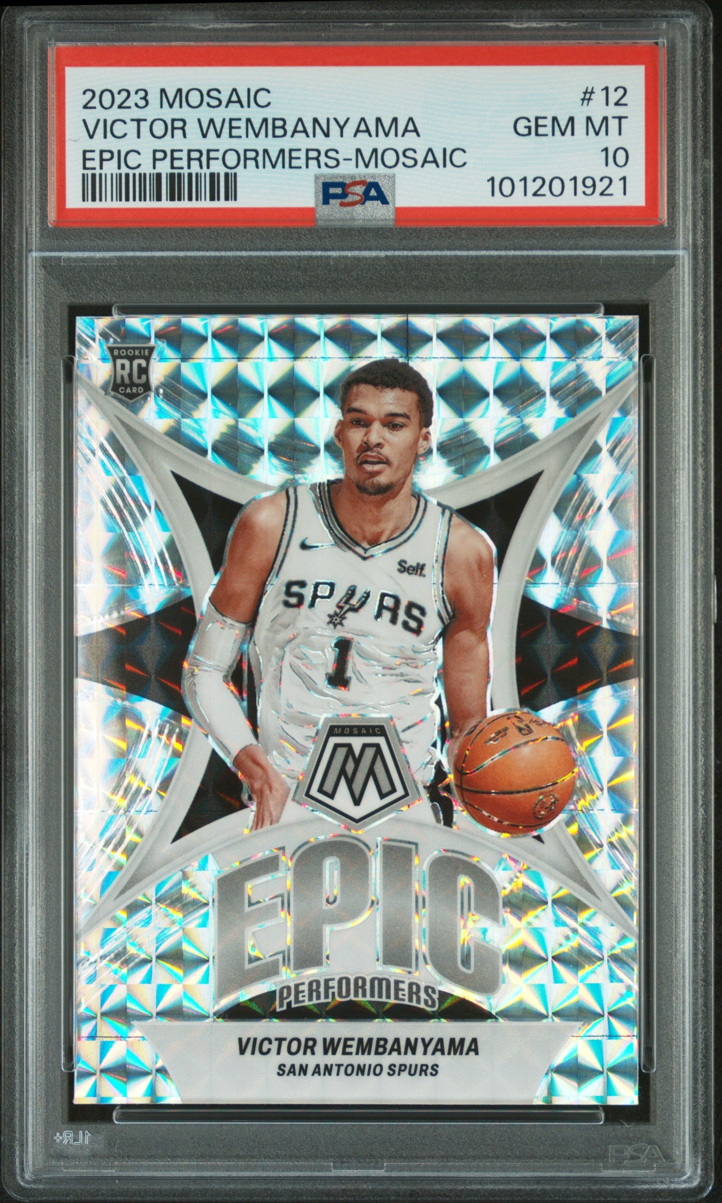 2023 Panini Mosaic Epic Performers Mosaic Victor Wembanyama #12 RC PSA 10