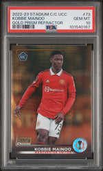 2022 Topps Stadium Club Chrome UEFA Club Competitions Gold Prism Kobbie Mainoo #73 /50 PSA 10