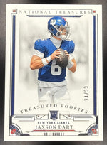 2025 Panini National Treasures Jaxson Dart #31 Treasured Rookies 34/99 RC Giants