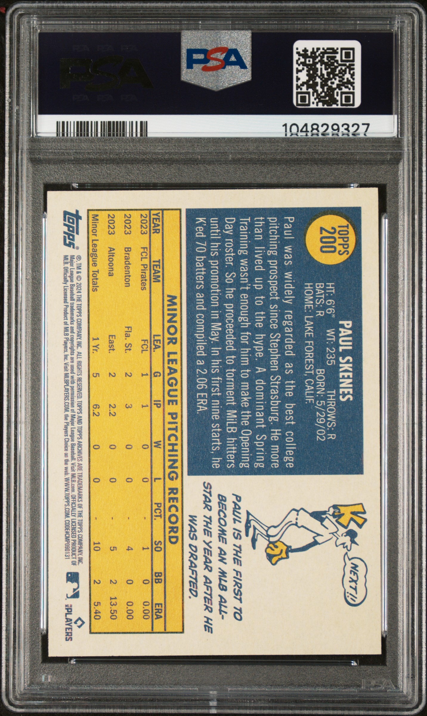 2024 Topps Archives Paul Skenes #200 PSA 10 RC