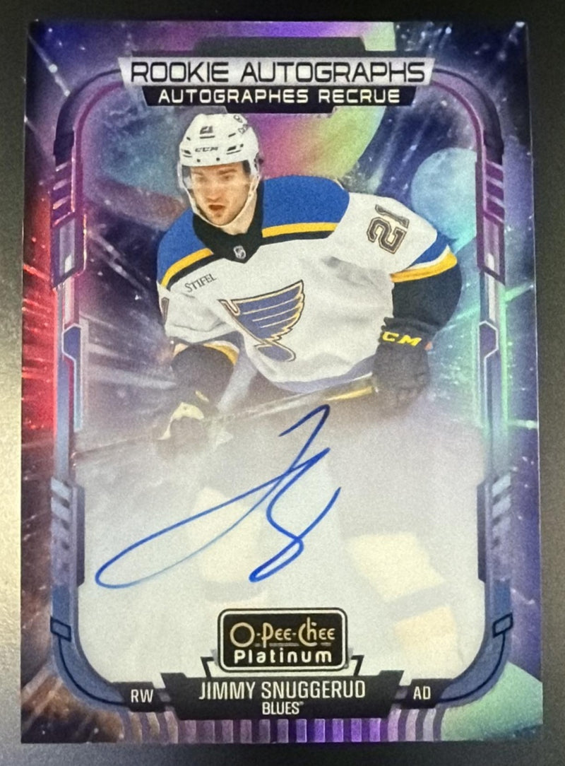 2025-26 O-Pee-Chee Platinum Jimmy Snuggerud Rookie Autographs Cosmic Auto #R-SN /65