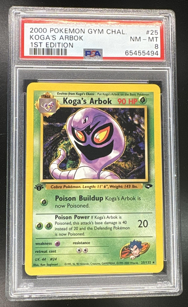 2000 Pokemon Gym Challenge 1st Edition Koga's Arbok #25 PSA 8