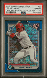 2024 Bowman Mega Box Chrome Prospects Chrome-Prospects-Blue Dylan Crews #23 /150 PSA 10