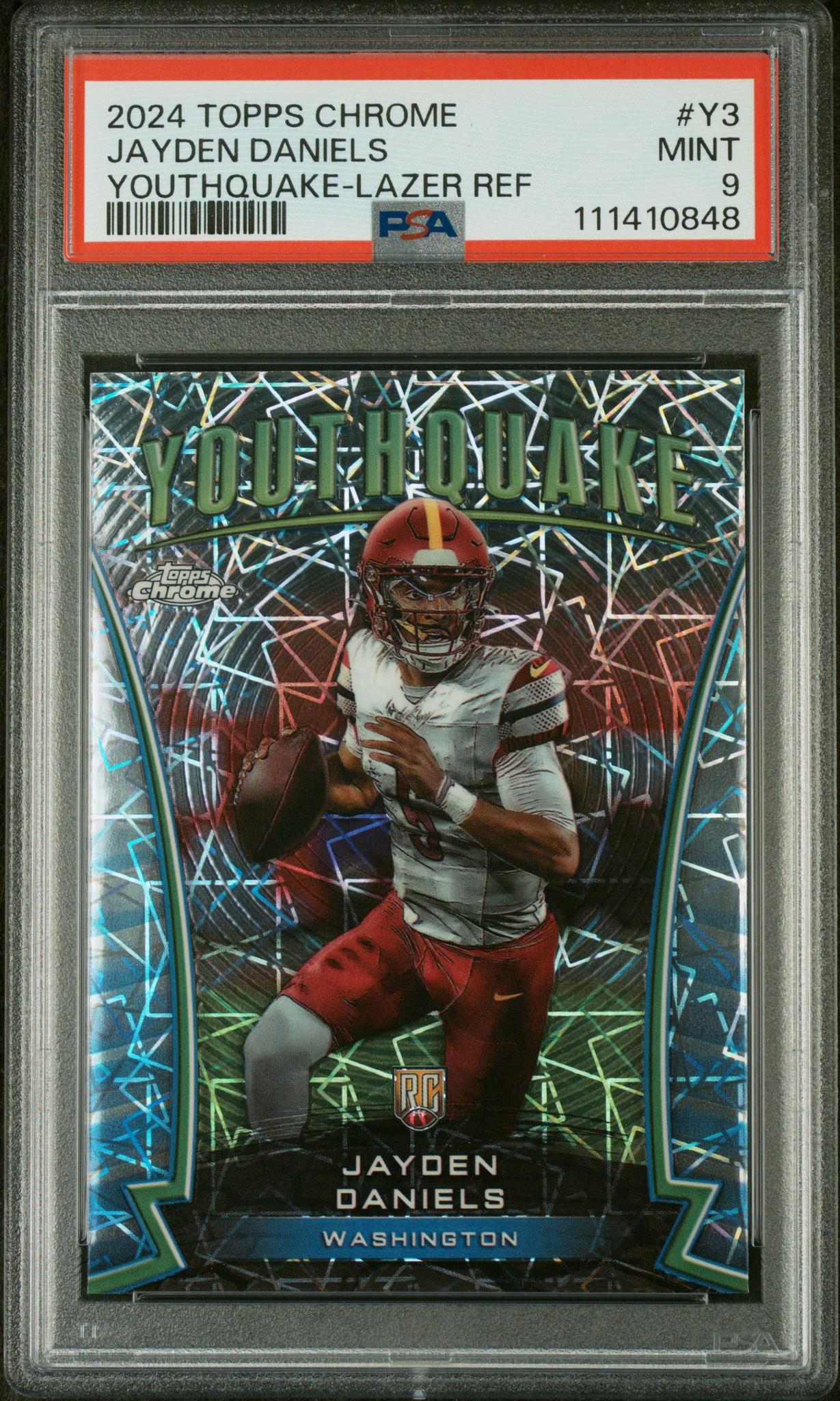 2024 Topps Chrome Youthquake Lazer Refractor Jayden Daniels #Y-3 RC PSA 9