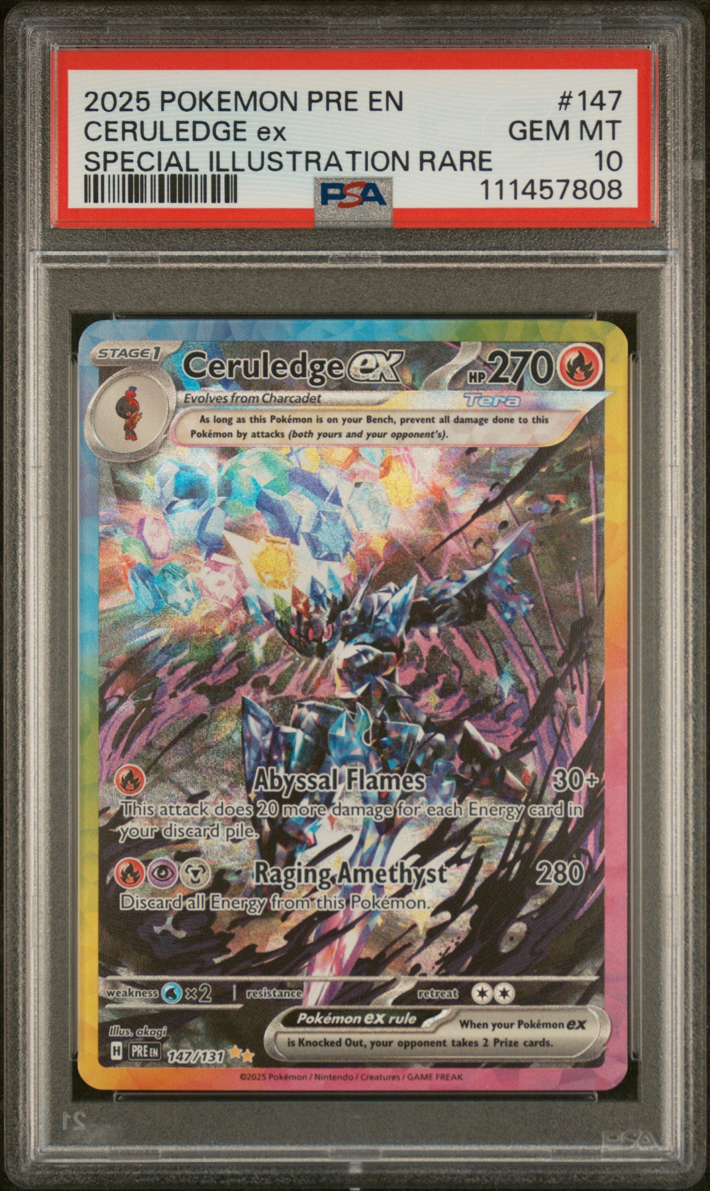2025 Pokémon Pre En Ceruledge ex Special Illustration Rare #147 PSA 10