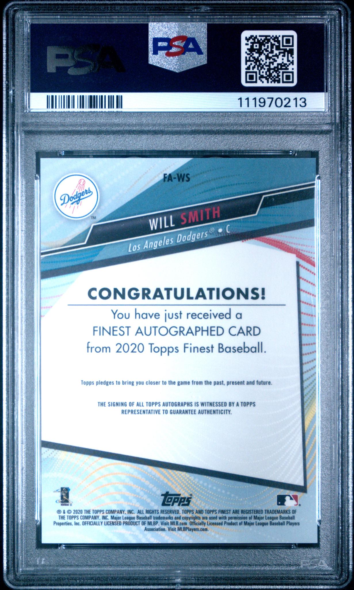 2020 Topps Finest Green Refractor Will Smith #FA-WS Auto /99 PSA 10