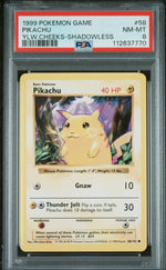 1999 Pokemon Base Set Yellow Cheeks Shadowless Pikachu #58 PSA 8