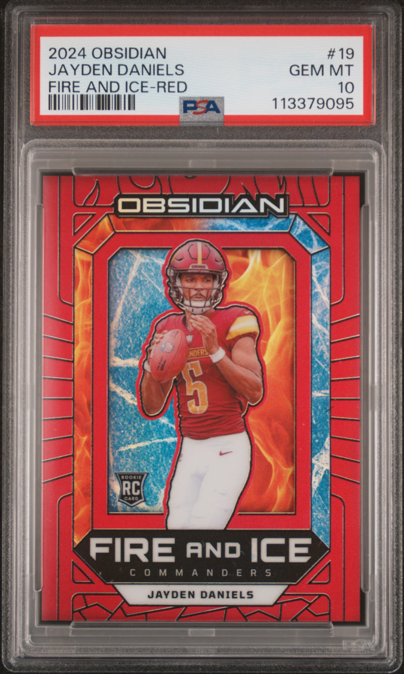 2024 Panini Obsidian Fire and Ice Red Jayden Daniels #19 /75 PSA 10