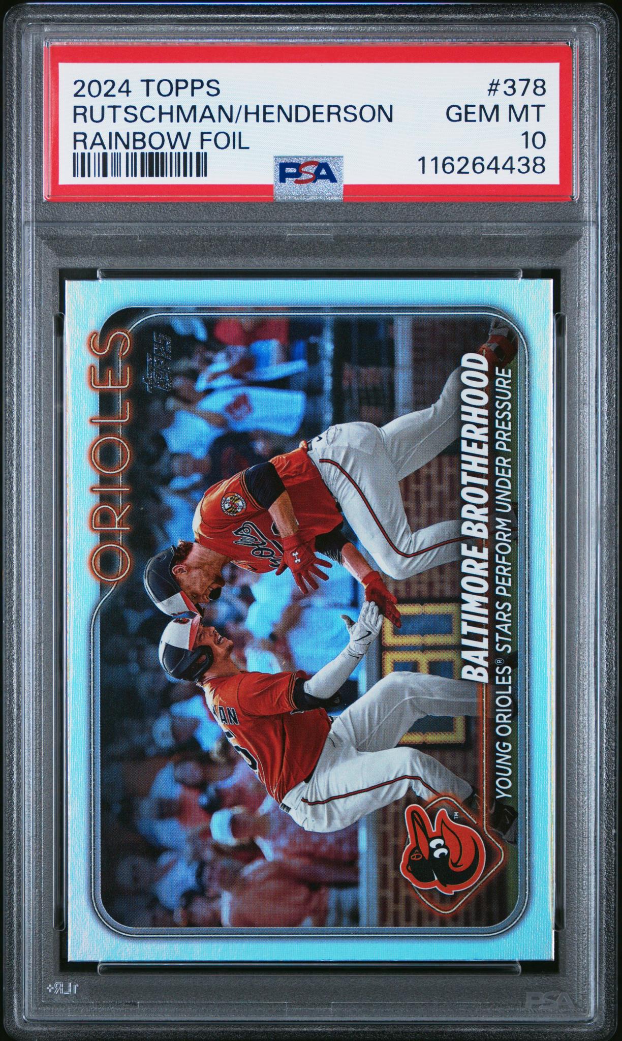 2024 Topps Series 2 Rainbow Foil Adley Rutschman/Gunnar Henderson #378 PSA 10