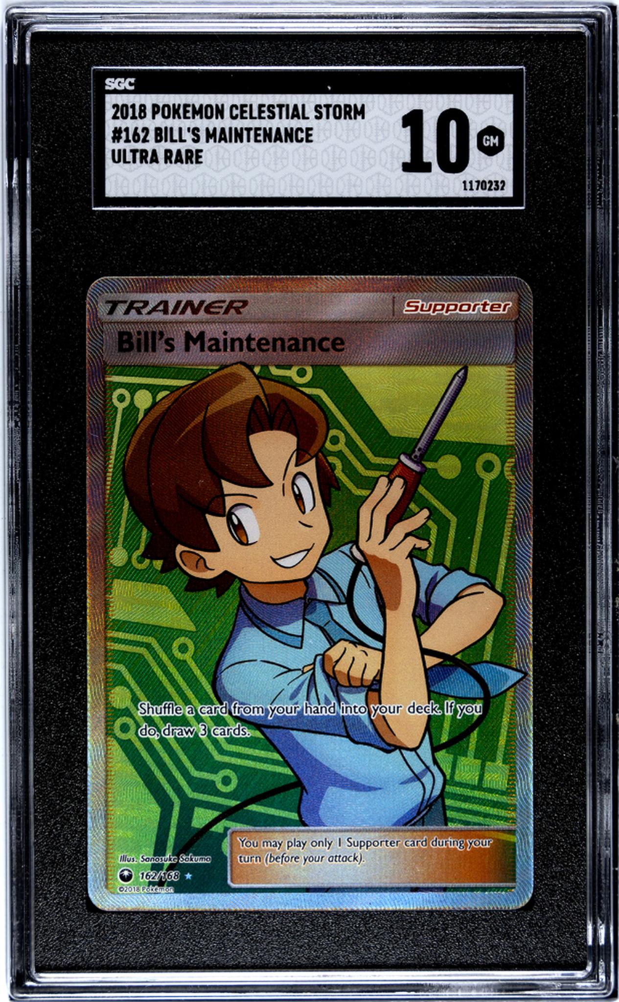 2018 Pokemon Celestial Storm #162 Bill's Maintenance Ultra Rare SGC 10
