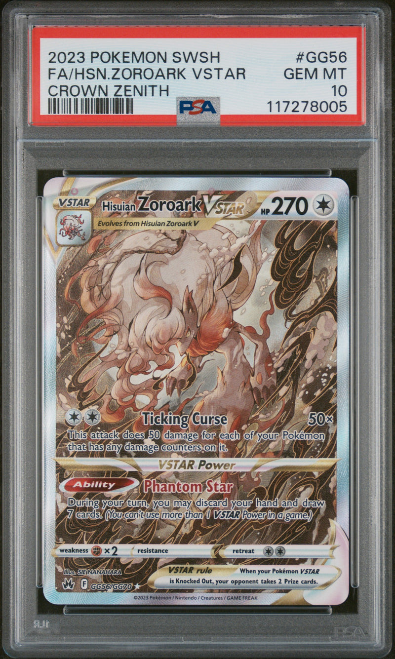 2023 Pokemon Sword and Shield Crown Zenith Hisuian Zoroark Vstar #GG56 PSA 10