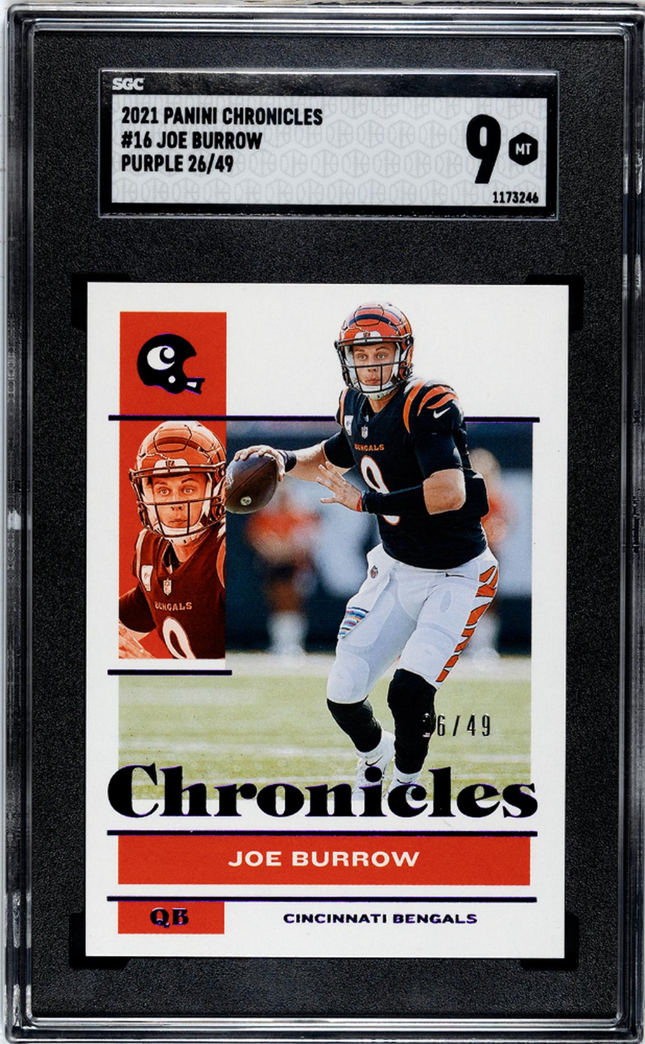 2021 Panini Chronicles Purple Joe Burrow #16 /49 SGC 9