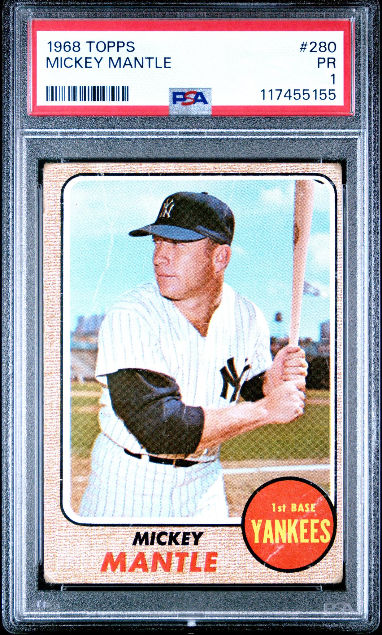 1968 Topps Baseball Mickey Mantle #280 PSA 1