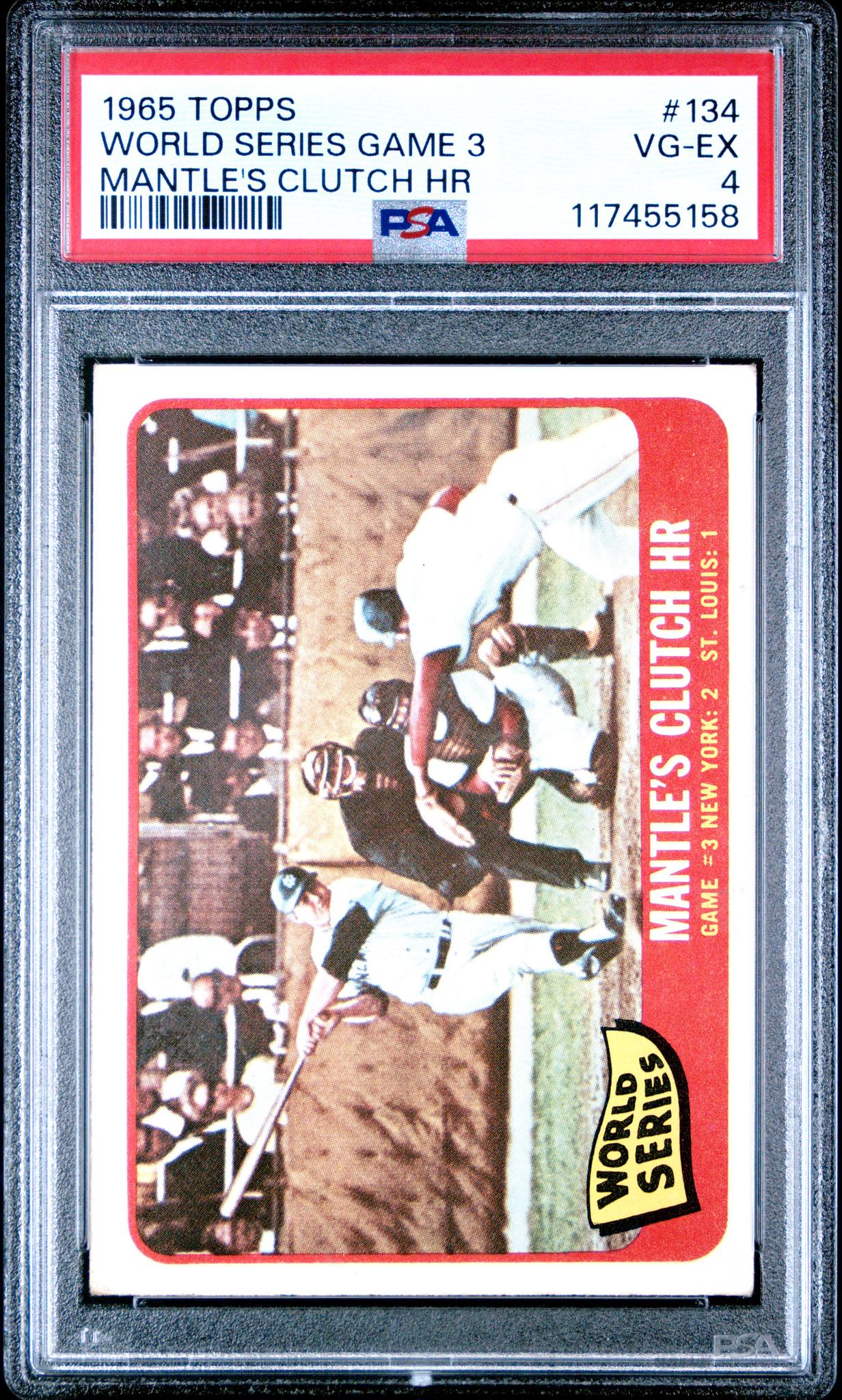 1965 Topps World Series Game 3 Mickey Mantle #134 PSA 4