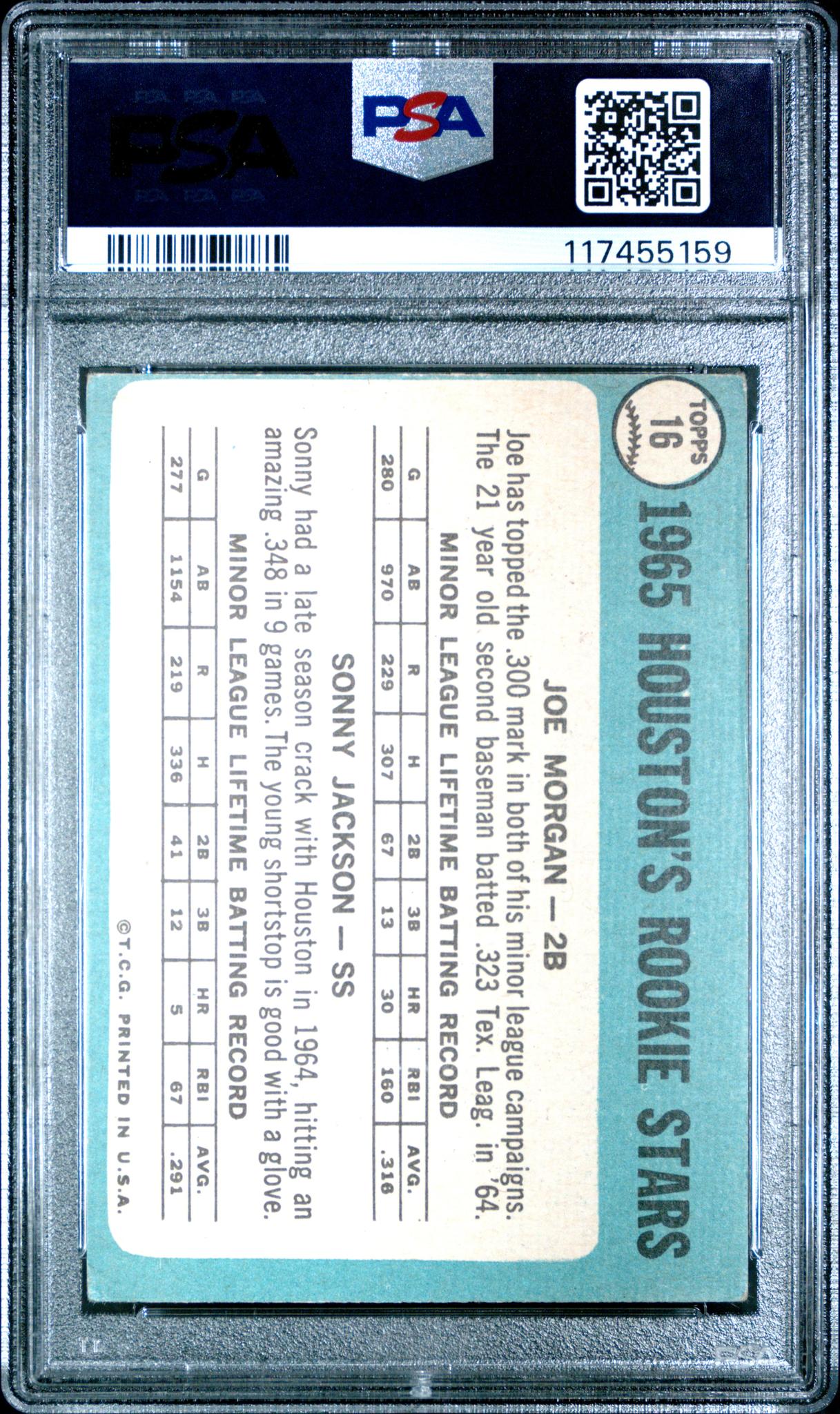 1965 Topps Joe Morgan Sonny Jackson #16 RC PSA 3