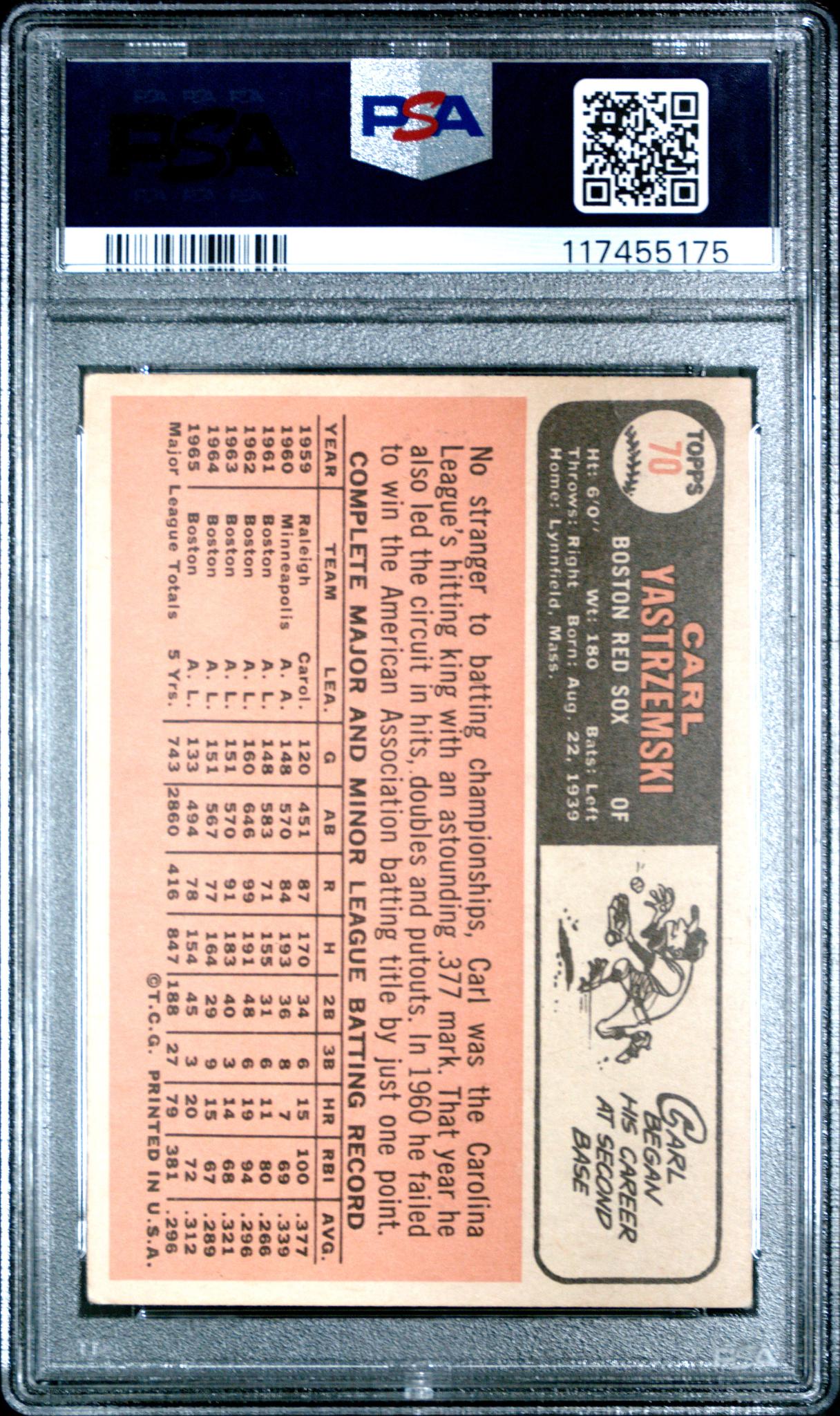 1966 Topps Carl Yastrzemski #70 PSA 3