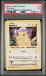 1999 Pokemon Base Set Yellow Cheeks Shadowless Pikachu #58 PSA 5