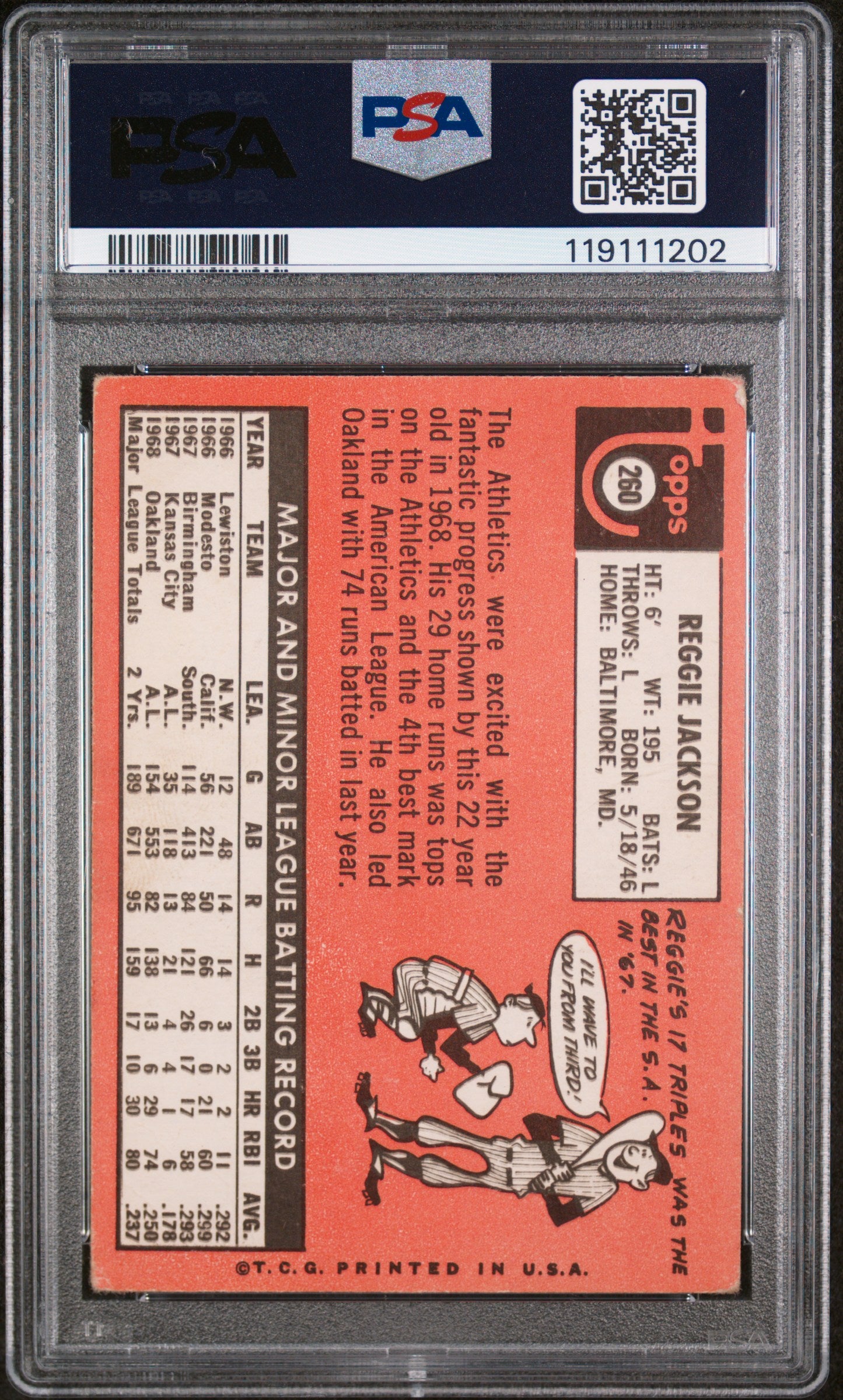 1969 Topps Reggie Jackson #260 RC PSA 3