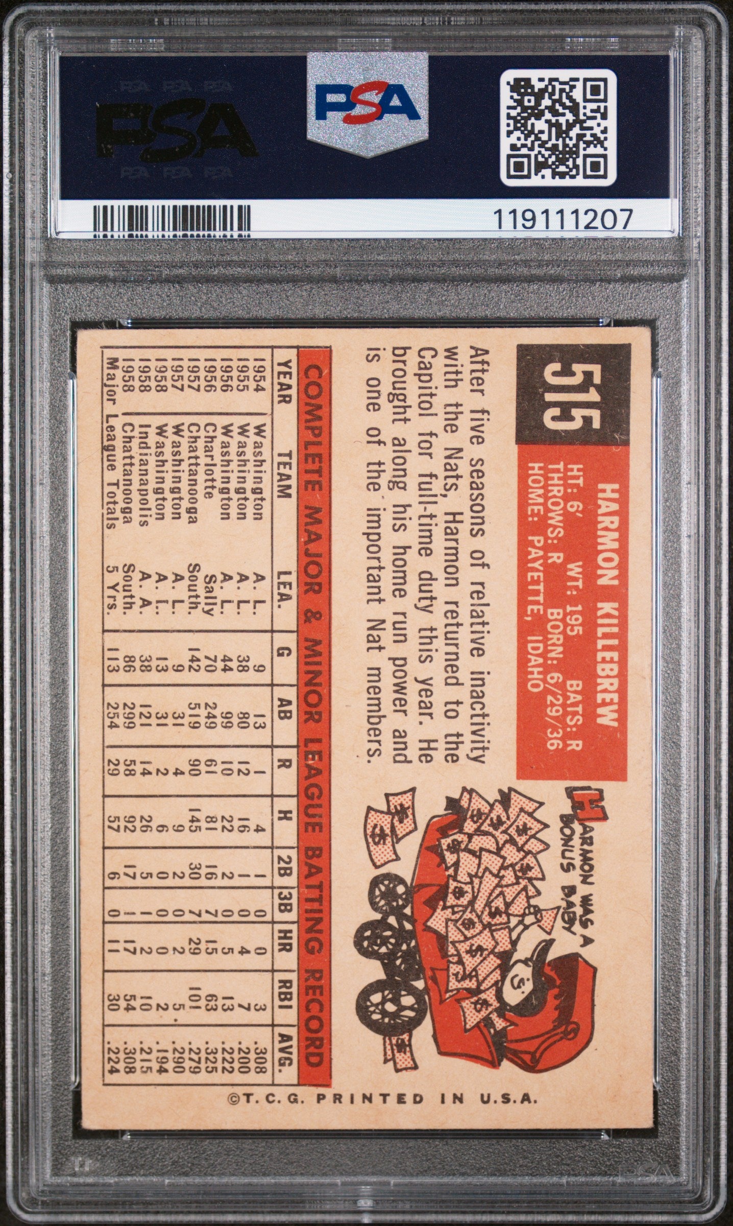 1959 Topps Harmon Killebrew #515 PSA 5