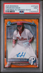 2025 Bowman Chrome Prospect Autographs Orange Wave Aroon Escobar #CPAAE /25 PSA 9