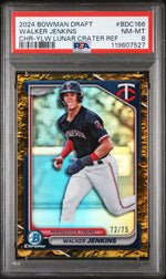 2024 Bowman Draft Yellow Lunar Crater Refractor Walker Jenkins #BDC166 /75 PSA 8