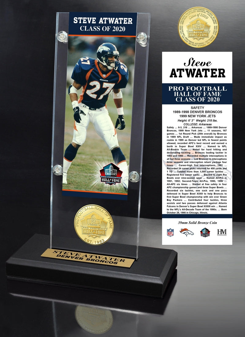 Highland Mint Steve Atwater 2020 HOF Bronze Coin Ticket Acrylic