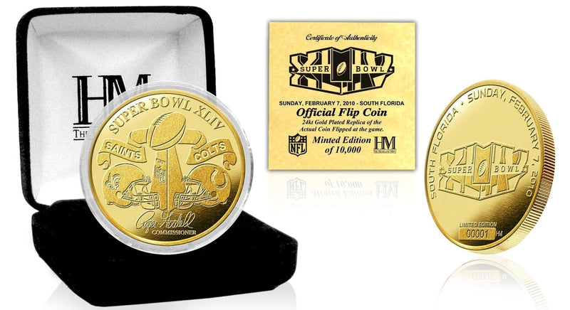 Highland Mint Super Bowl XLIV Official 24KT Gold Flip Coin - Limited Edition /10,000