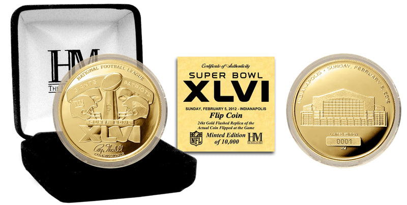 Highland Mint Super Bowl XLVI 24KT Gold Flip Coin - Limited Edition /10,000