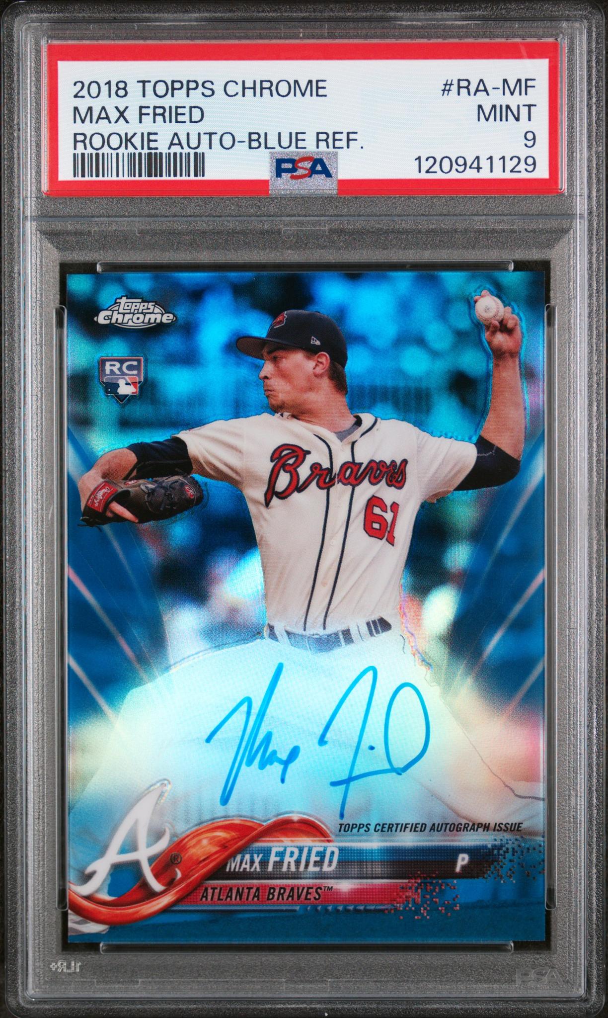 2018 Topps Chrome Blue Refractor Max Fried #RA-MF RC Auto /150 PSA 9