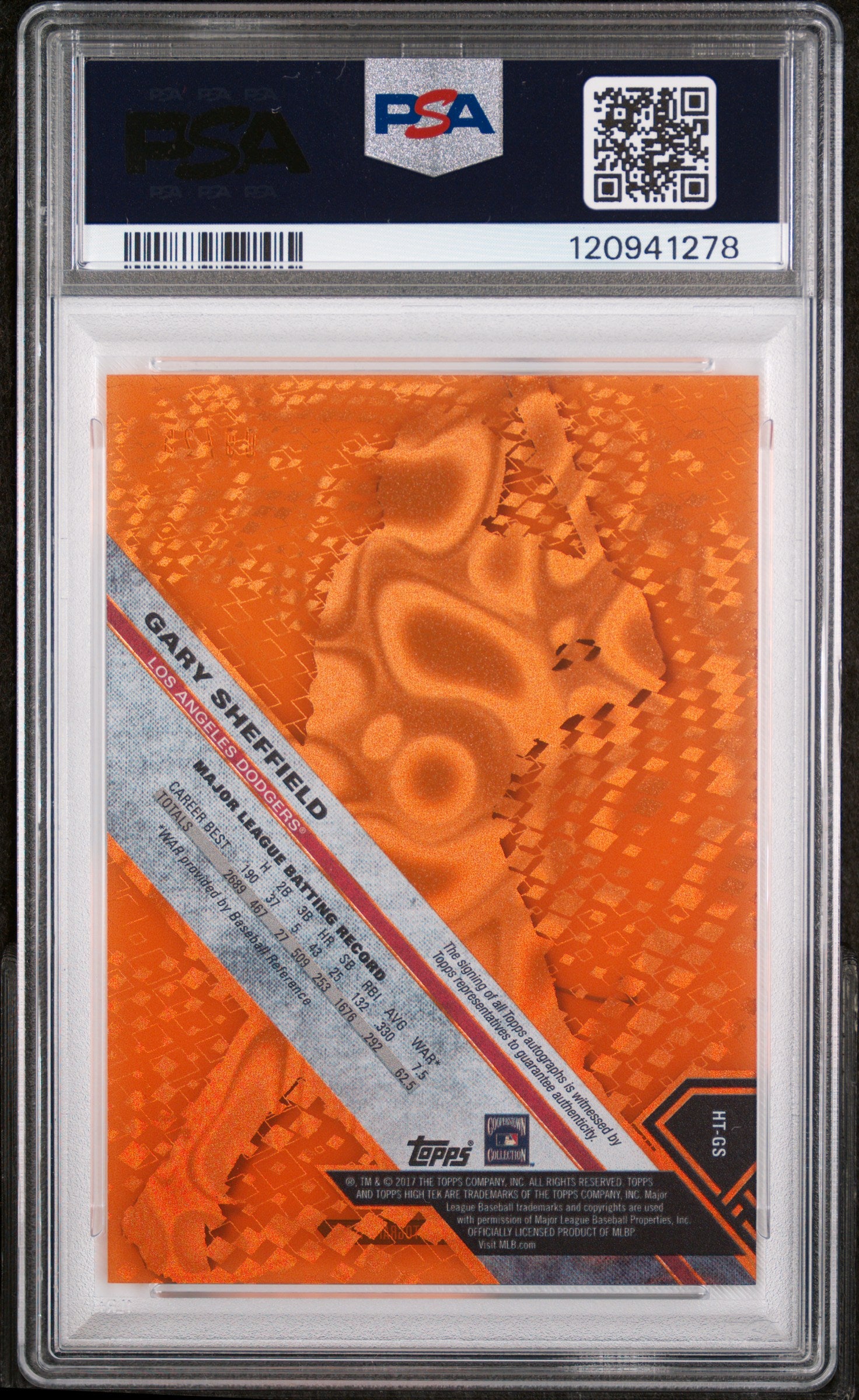 2017 Topps High Tek Orange Magma Diffractor Gary Sheffield #HT-GS Auto /25 PSA 9