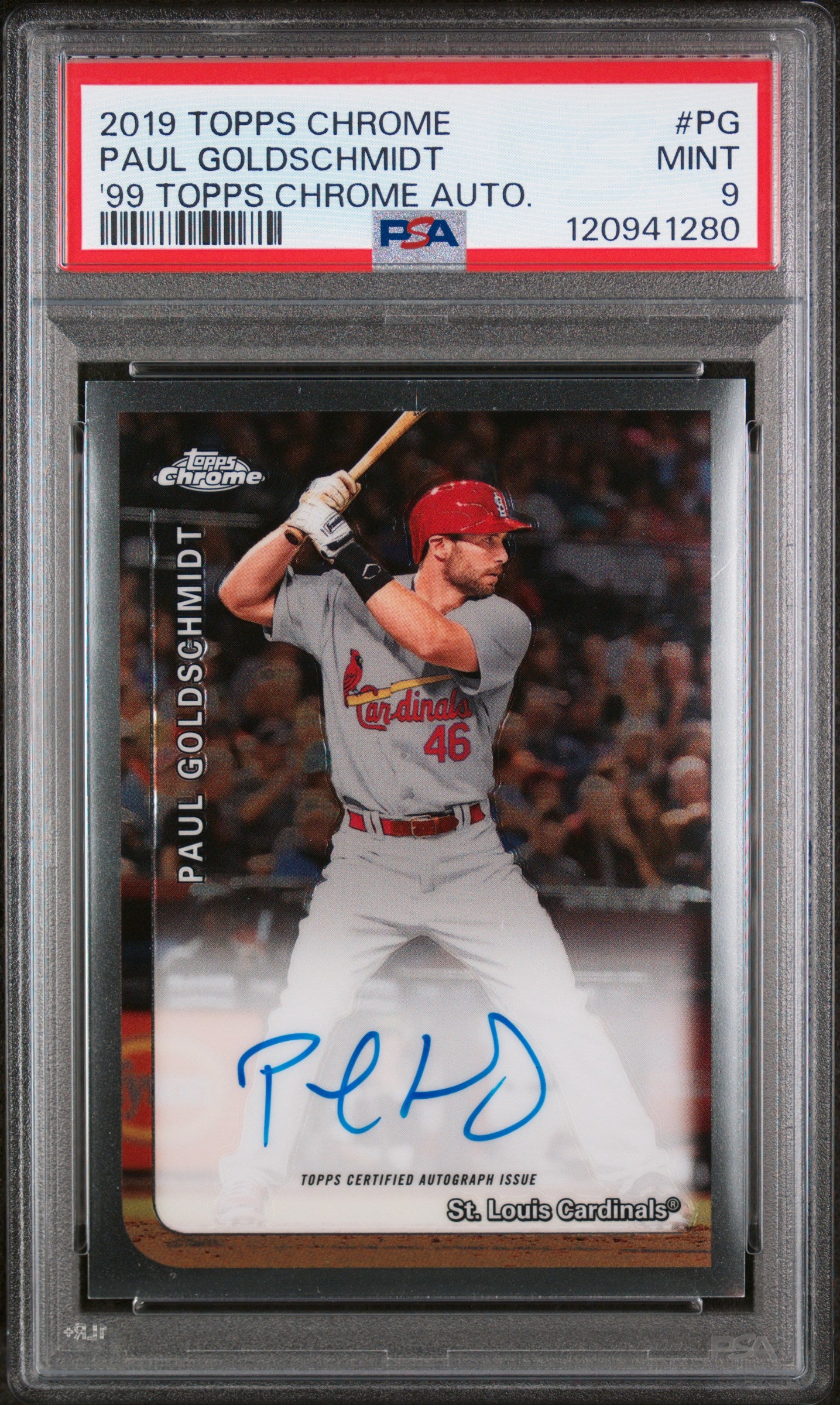 2019 Topps Chrome 1999 Topps Chrome Paul Goldschmidt #PG Auto /45 PSA 9