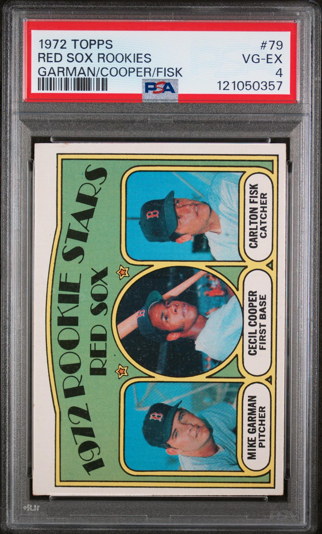 1972 Topps Red Sox Rookies Carlton Fisk Cecil Cooper Mike Garman #79 RC PSA 4