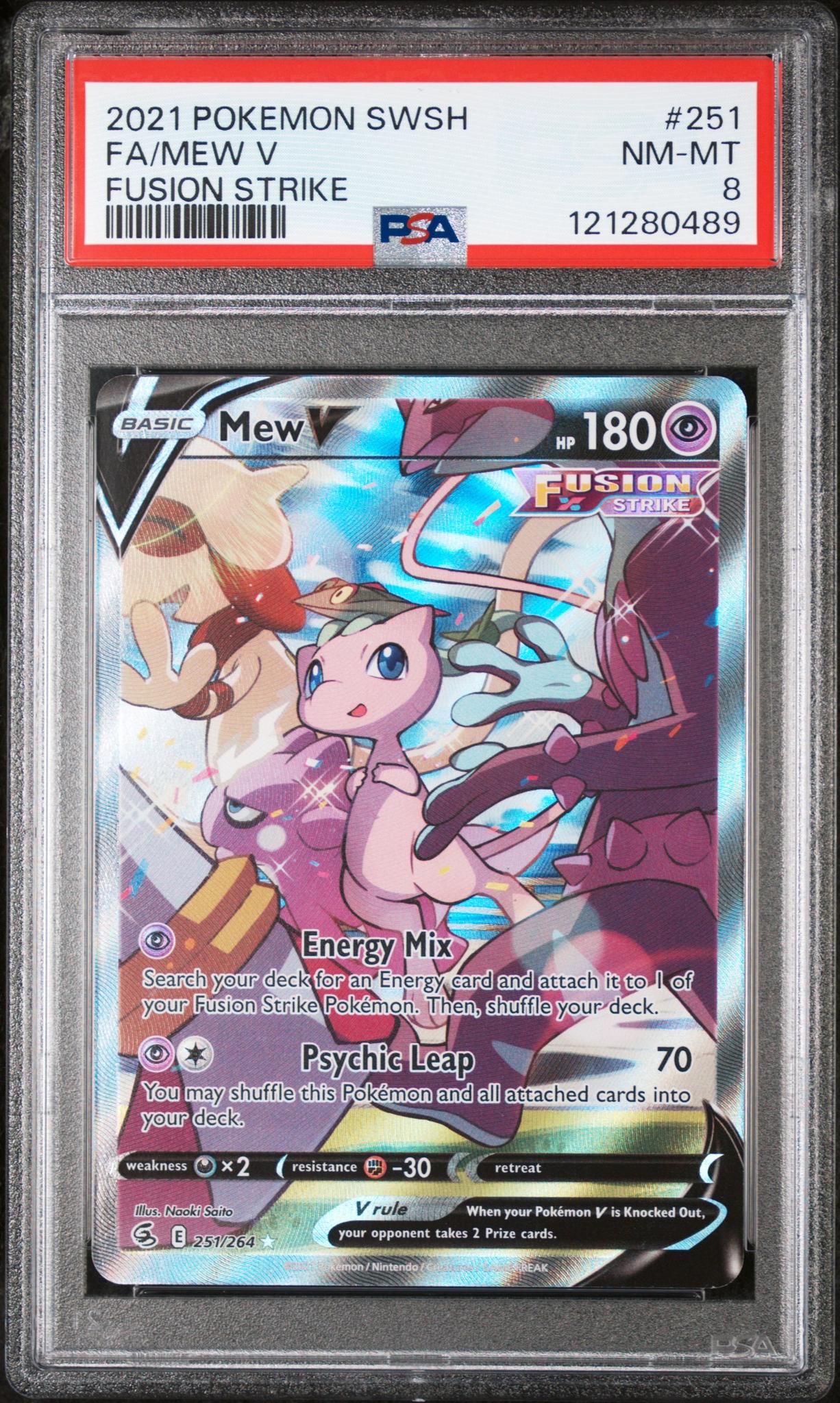 2021 Pokemon Fusion Strike Full Art Mew V #251 PSA 8