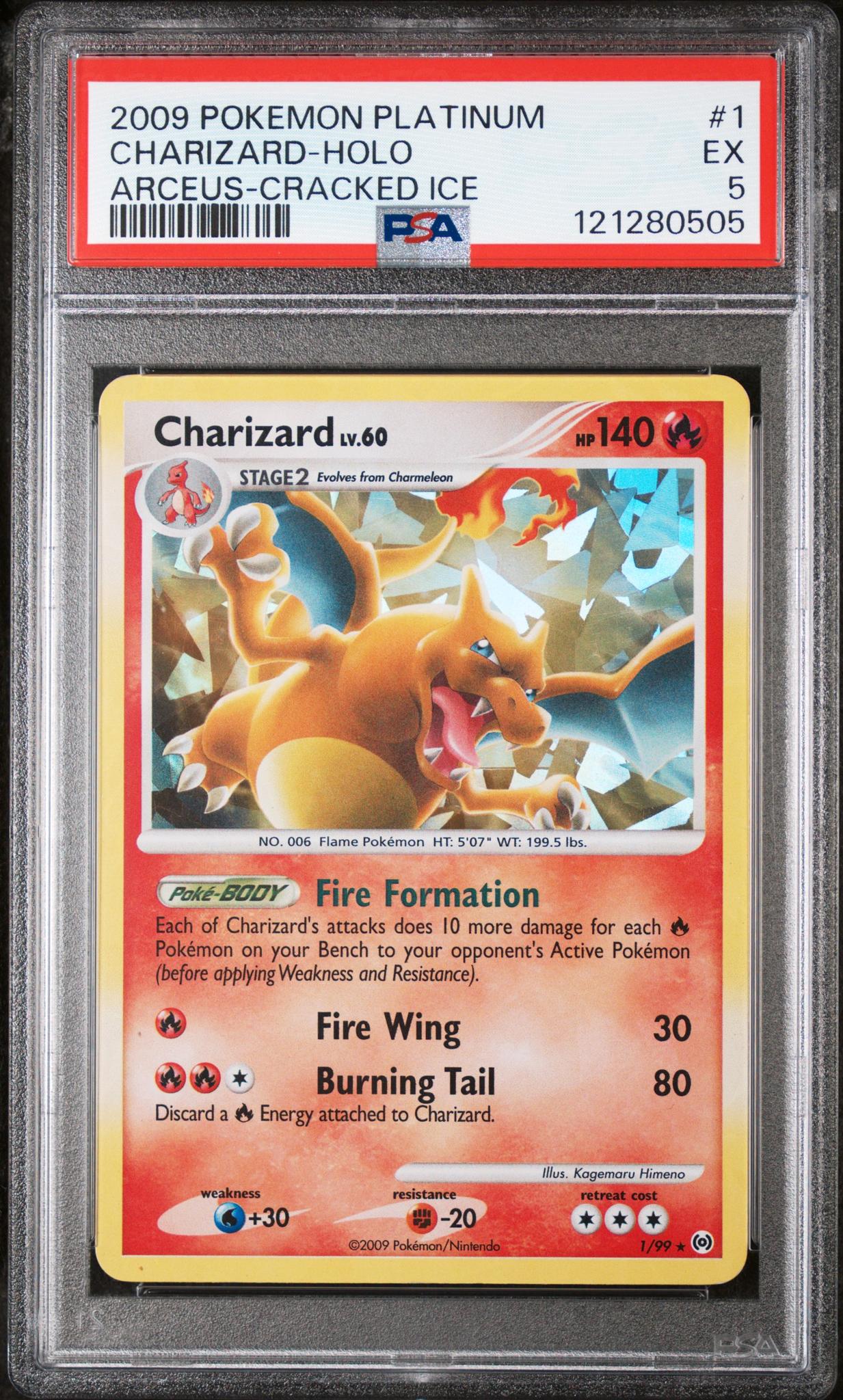 2009 Pokemon Platinum Arceus Cracked Ice Charizard #1/99 Holo PSA 5