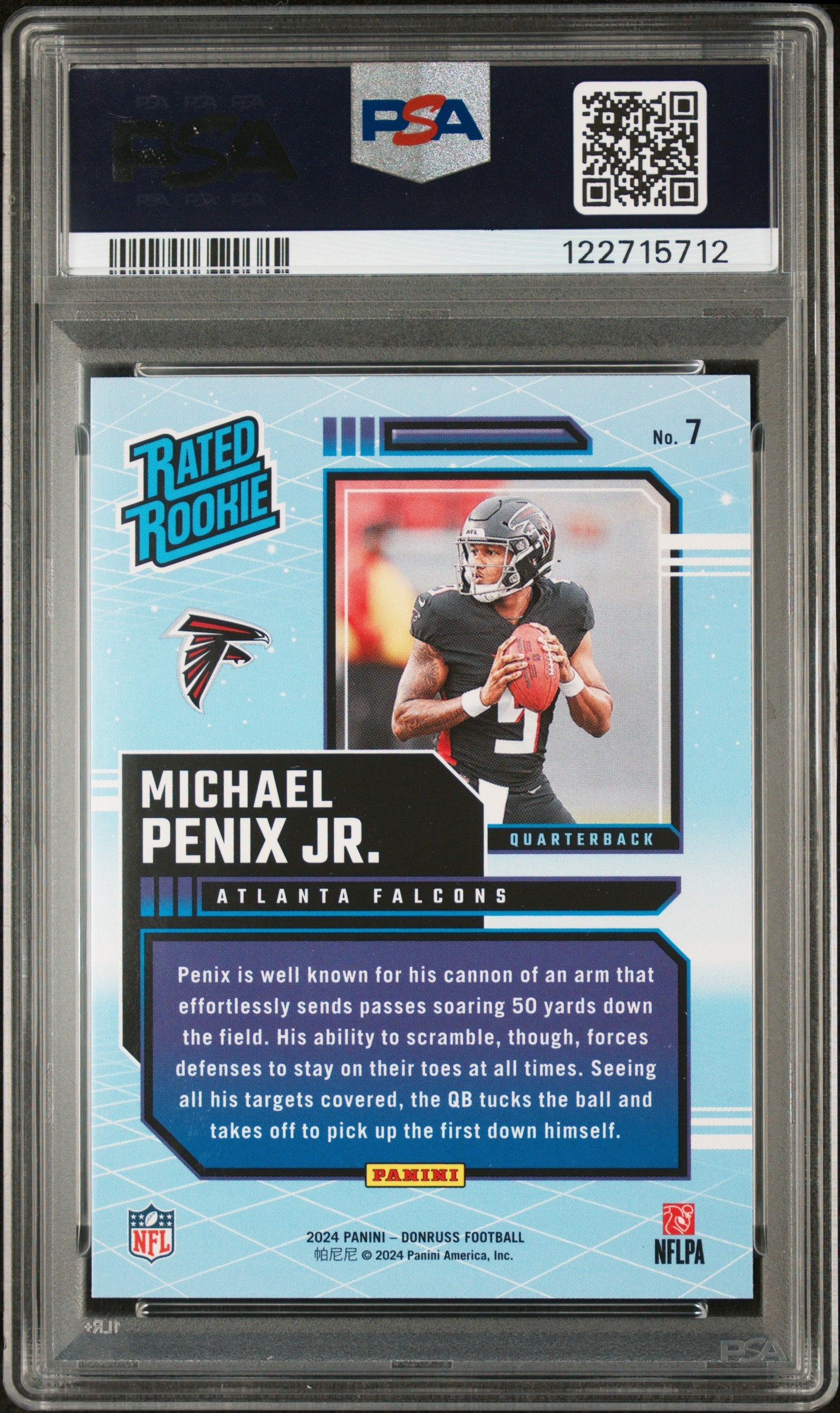 2024 Donruss Football Rated Rookies Retro Michael Penix Jr. #7 RC PSA 10