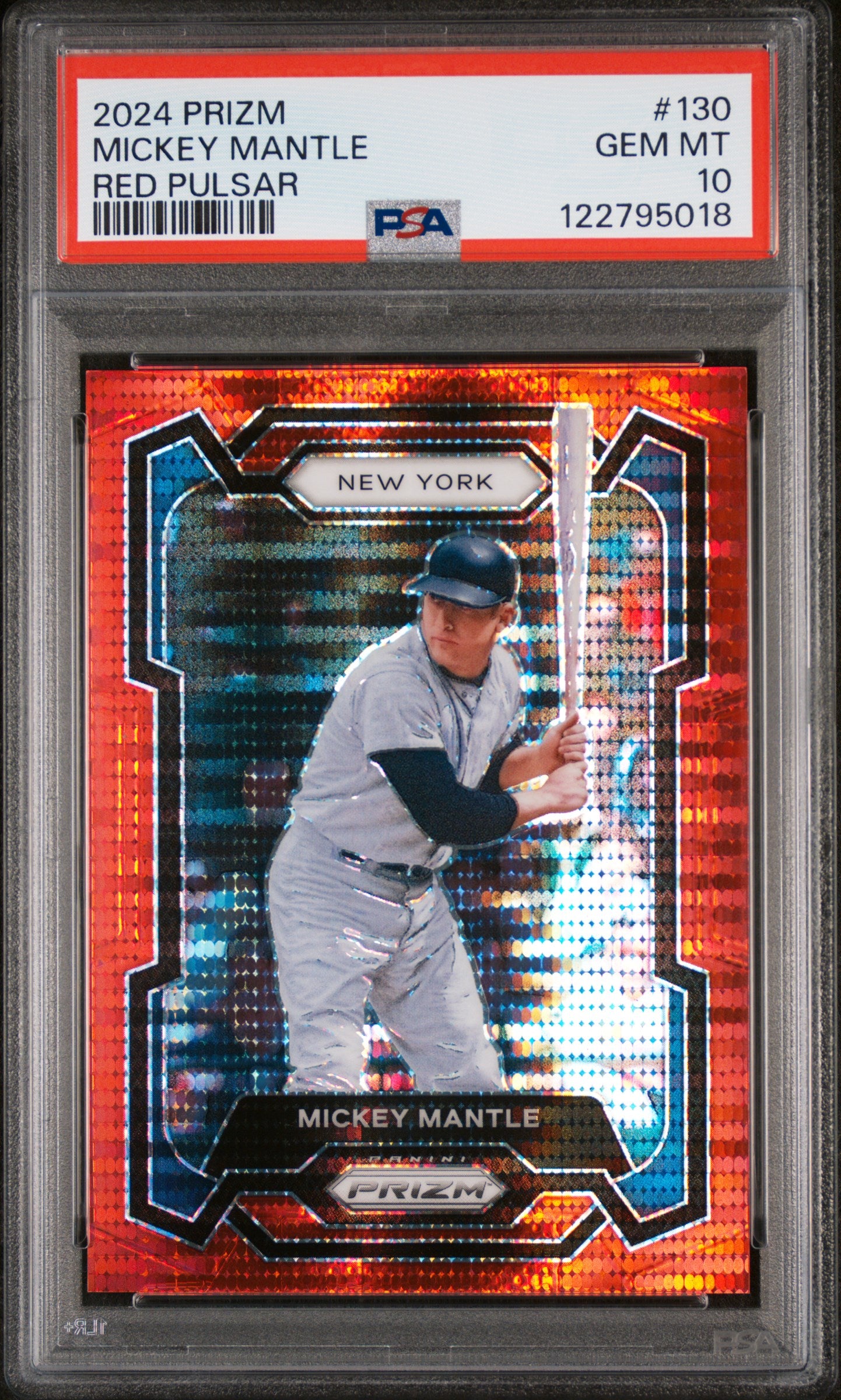 2024 Panini Prizm Red Pulsar Mickey Mantle #130 /399 PSA 10