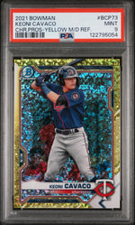 2021 Bowman Chrome Prospects Yellow Mini Diamond Refractor Keoni Cavaco #BCP73 PSA 9