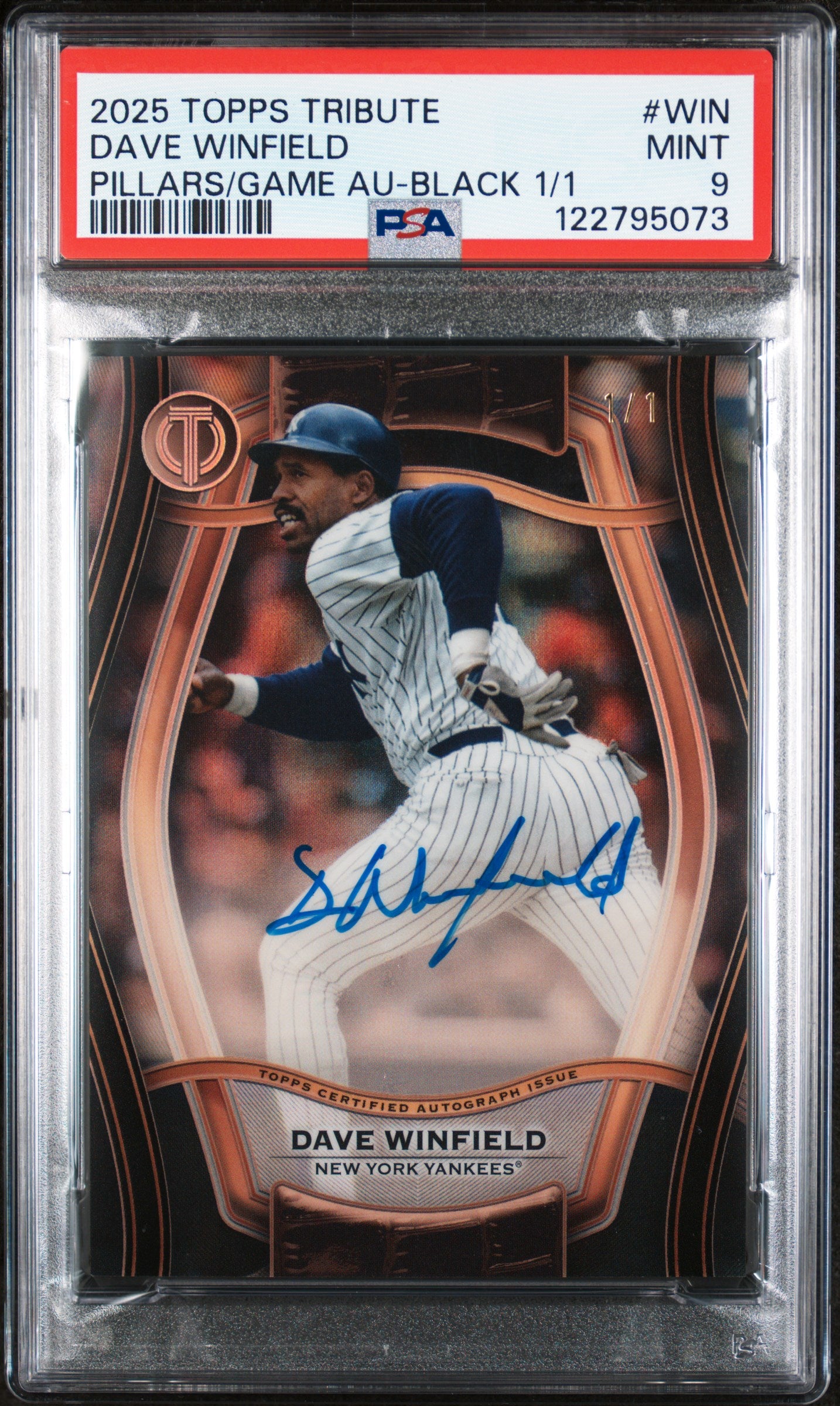 2025 Topps Tribute Pillars of the Game Black Dave Winfield #WIN Auto 1/1 PSA 9