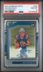 2024 Donruss Optic Rated Rookies Rps Autographs Joe Milton III #255 /325 PSA 8