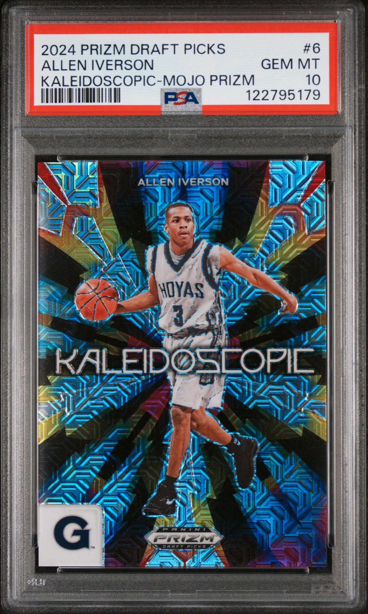 2024 Panini Prizm Draft Picks Kaleidoscopic Mojo Allen Iverson #6 /25 PSA 10